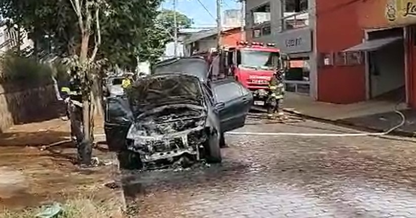 Foto 3 de 15 — Carro pega fogo perto da Via Expressa em Araraquara